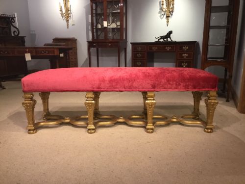An 8 Leg Carved Gilt Wood George II Style Country House Stool