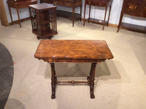 A Superb Quality Burr Walnut Victorian Period Fold Over Card Table