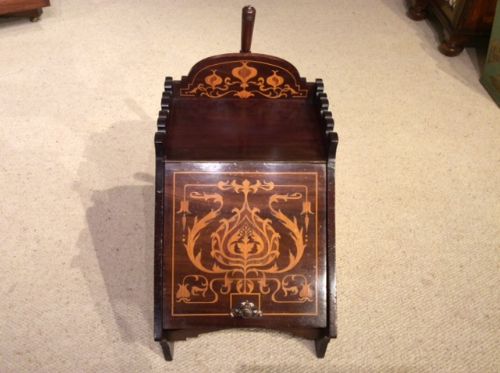 A Mahogany Inlaid Arts & Crafts Period Coal Perdonium.