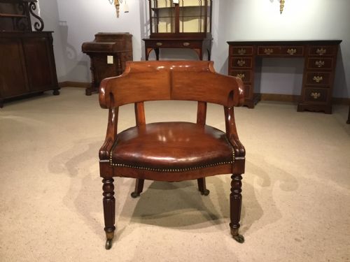 A William IV Period Mahogany and Leather Antique Desk Chair