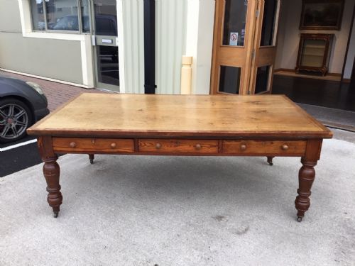 A Large Scale Victorian Period Oregon Pine and Pine Farmhouse Kitchen Table