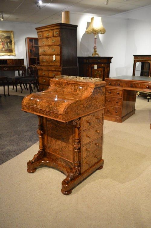 A Burr Walnut Victorian Period Antique "Pop Up" Davenport.