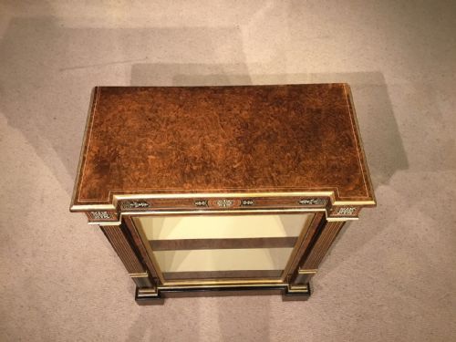 fig 2. An exhibition quality burr walnut and ivory inlaid Victorian Period pier cabinet.