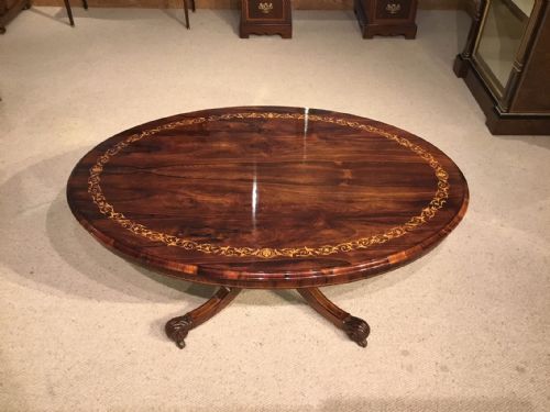 A Superb Quality Rosewood and Marquetry Inlaid Victorian Period Antique Coffee Table.