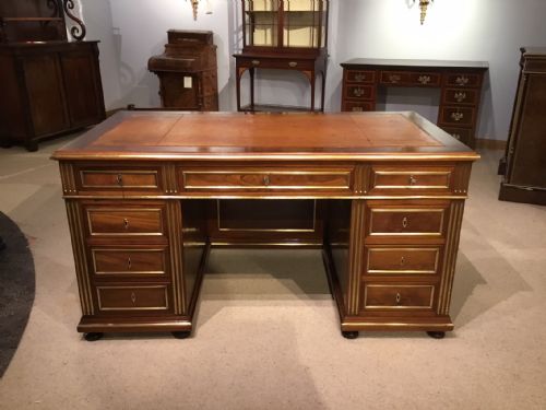 A French Late 19th Century Mahogany & Brass Mounted Antique Writing Desk
