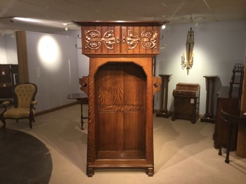 A Rare Oak Arts & Crafts Period Hall Robe by Shapland & Petter of Barnstaple