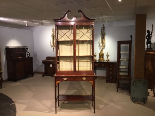 A Fine Quality Mahogany Inlaid Edwardian Period Display Cabinet by Shapland & Petter of Barnstaple