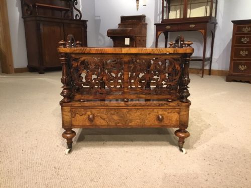 A Beautiful Burr Walnut Victorian Period Antique Canterbury