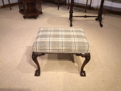 A Good Mahogany Chippendale Revival Cabriole Legged Stool.