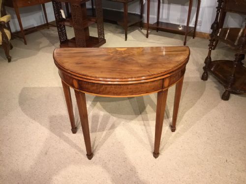 A Good Mahogany George III Period Demi Lune Card Table