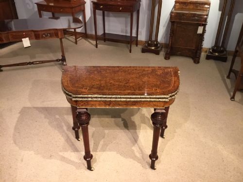 A Fine Quality Burr Walnut and Ormolu Mounted Inlaid Victorian Period Card/games Table.