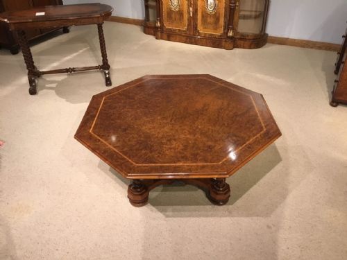 A Burr Walnut Victorian Period Octagonal Coffee Table