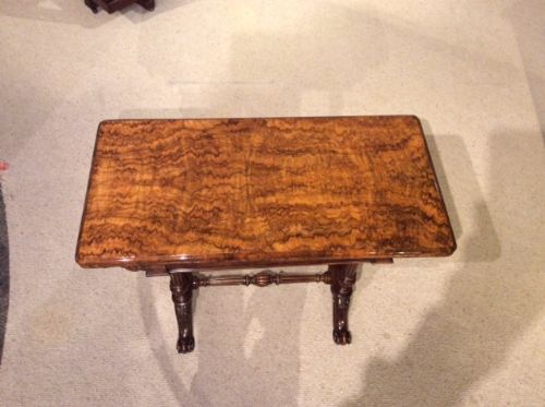 fig 1. A superb quality burr walnut Victorian Period fold over card table
