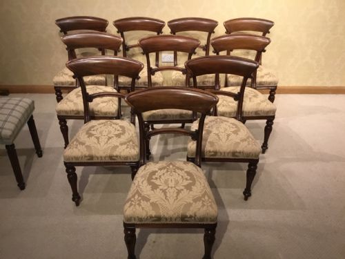 A Set of  Mahogany 10 Victorian Period Antique Dining Chairs.