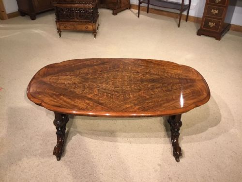 A Beautiful Burr Walnut Victorian Period Antique Coffee Table.
