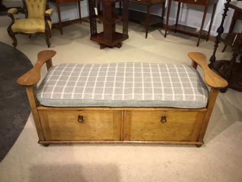 An Ash Late Victorian Period Country House Hall Bench