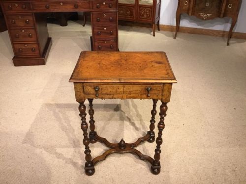 A Fine Quality Burr Oak and Walnut William and Mary Style Antique Side Table