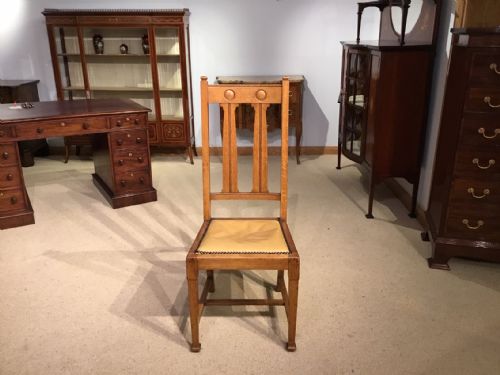 fig 1. A Good set of 10 oak Arts & Crafts Period dining chairs by Shapland & Petter Of Barnstaple