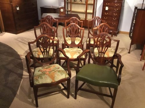 A Good Set of 8 Mahogany George III Period Antique Dining Chairs