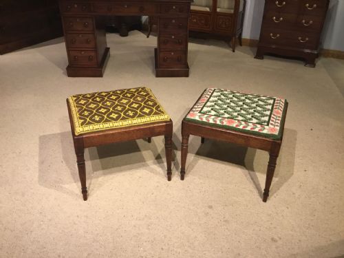 A Pair of Mahogany Georgian Period Country House Stools
