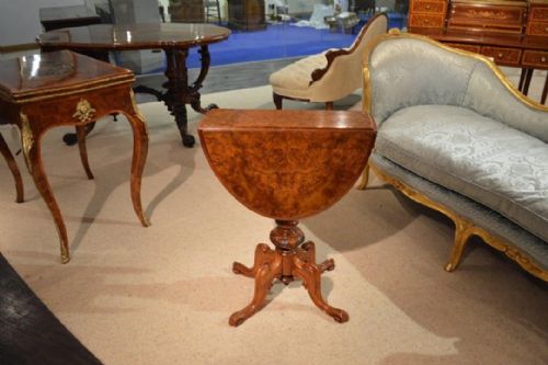 A Victorian Period Burr Walnut and Walnut Antique Pembroke Table.