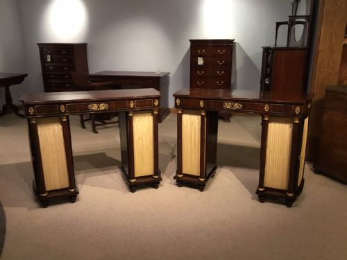 A Pair of Rosewood Brass Inlaid Regency Period Antique Side Cabinets