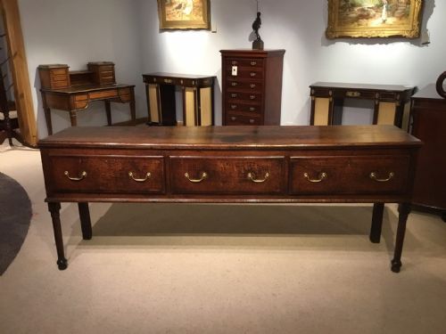 A Lovely Oak 18th Century Three Drawer Dresser Base