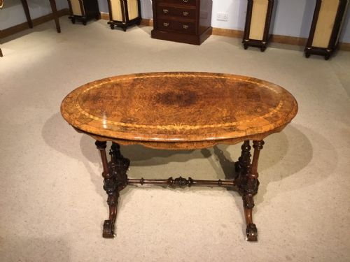 A Burr Walnut Victorian Period Oval Occasional Table