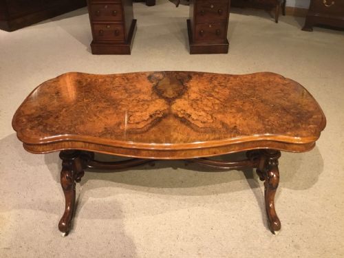 A Beautiful Victorian Period Burr Walnut Shaped Coffee Table