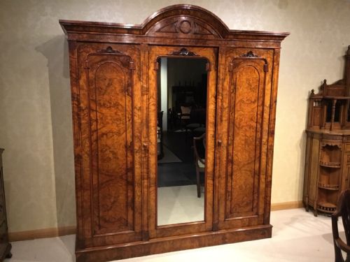 A Stunning Quality Burr Walnut Victorian Period Wardrobe