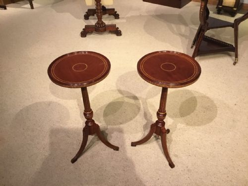 A Fine Quality Pair of Mahogany Inlaid Edwardian Period Wine Tables
