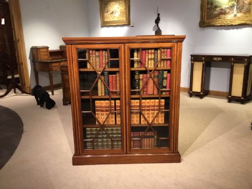 A Mahogany and Satinwood Inlaid Edwardian Period Antique Bookcase