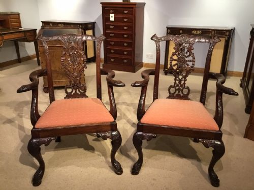 fig 1. A fine quality set of 8 mahogany Chippendale Revival dining chairs