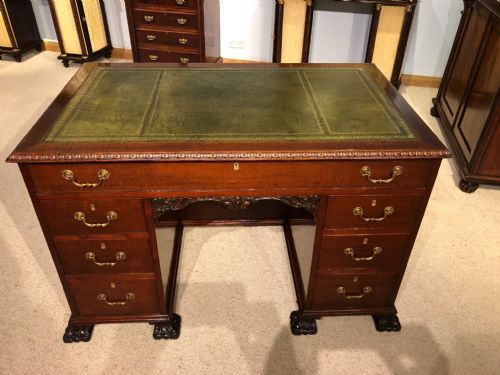 A Superb Quality Chippendale Revival Mahogany Library Desk.