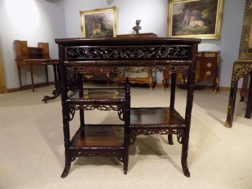 A Chinese Late 19th Century Hardwood Side Table