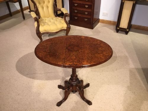 A Burr Walnut Victorian Period Drop Leaf Sutherland Table