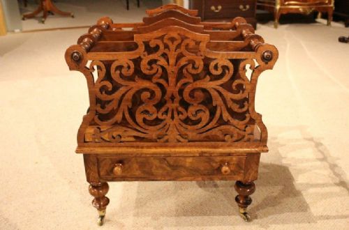 A Burr Walnut and Walnut Victorian Period Antique Canterbury.