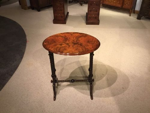 A Burr Walnut Victorian Period Oval Occasional Table