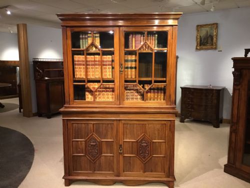 A Good Quality Edwardian Period Walnut Bookcase by Maple & Co of London