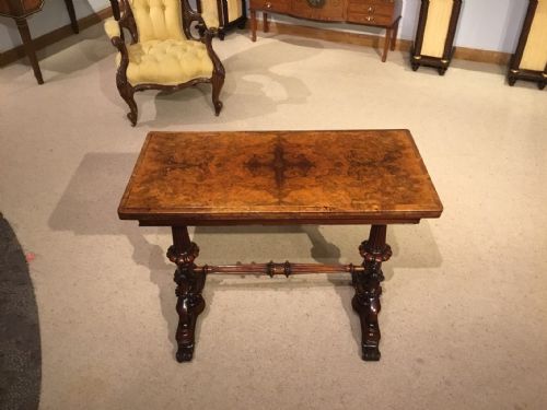 A Burr Walnut Victorian Period Fold Over Card Table.