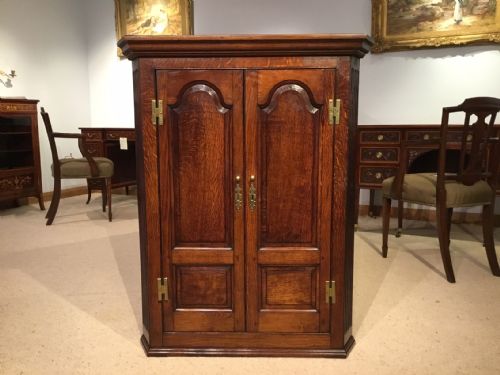 An Oak George III Period Double Door Antique Corner Cupboard