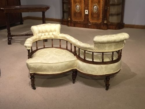 A Mahogany Inlaid Edwardian Period Antique Love Seat.