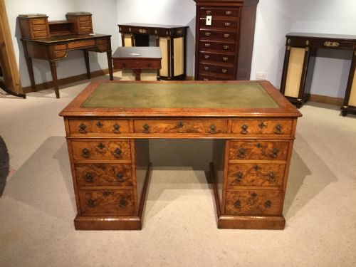 A Pollard Oak Victorian Period Antique Pedestal Desk.