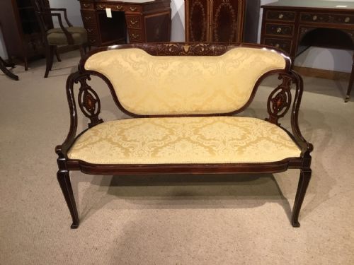 A Marquetry Inlaid Edwardian Period Antique Settee