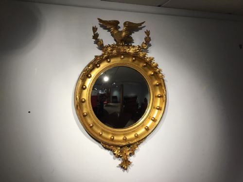 A Beautiful Gilt-wood & Gesso Regency Style Convex Wall Mirror