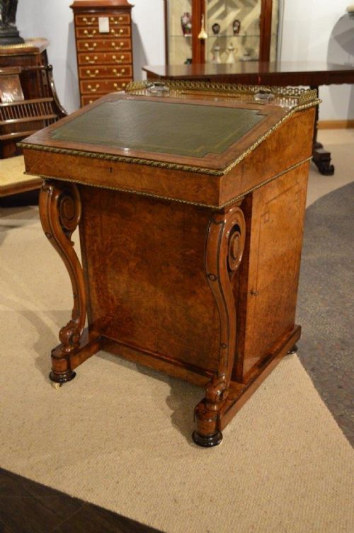 A Burr Walnut, Kingwood & Ormolu Mounted Victorian Period Davenport