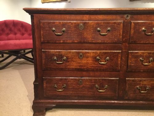 fig 1. A good large oak 18th Century Lancashire mule chest