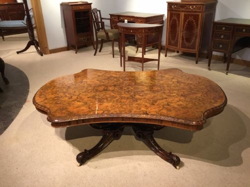 A Fantastic Large Burr Walnut Victorian Period Coffee Table.