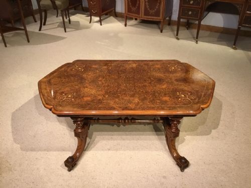 A Burr Walnut Victorian Period Antique Coffee Table