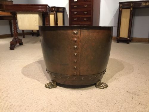A Good 19th Century Patinated Copper Riveted Log Bin.